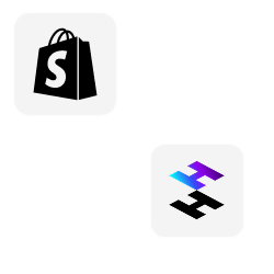 Floating shopify and hydrogen logos