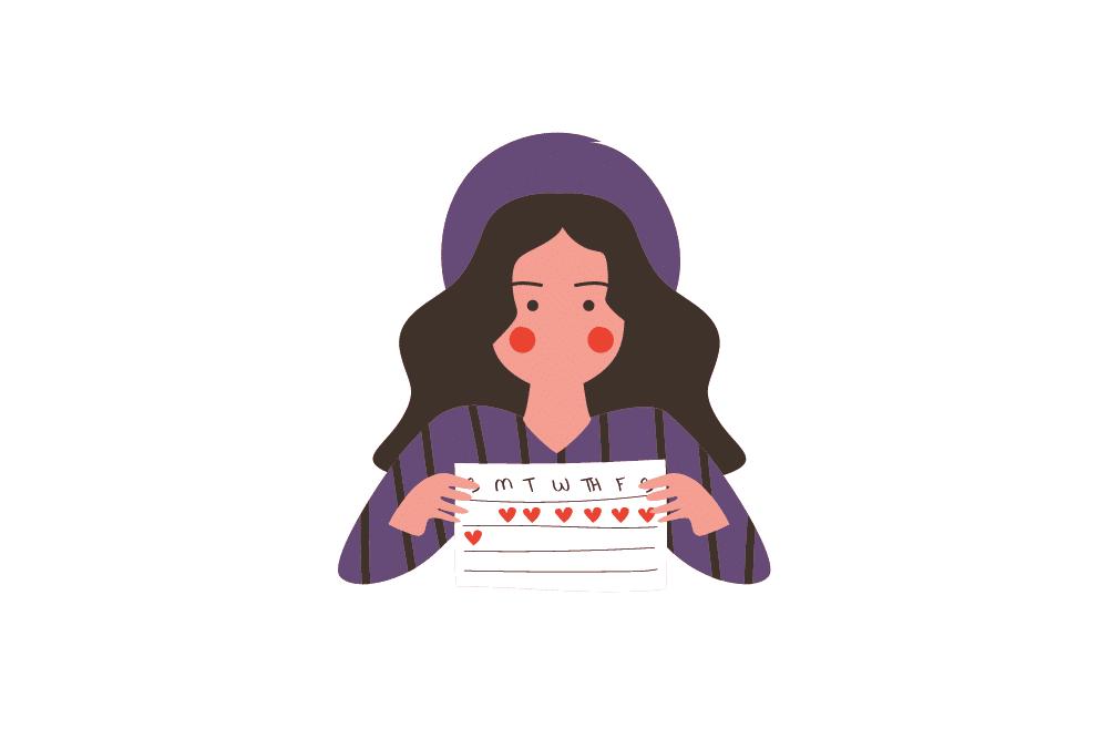 woman looking at period calendar