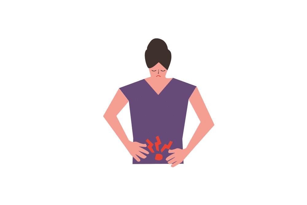 a woman with abdominal pcos pain